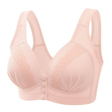 GZWYHT Wireless Bras Clearance Bralettes for Women Women Sexy Lace Front Button Shaping Cup Shoulder Strap Large Size Underwire Bra Bras for Women Strapless Bra Front Closure Bras Pink 36