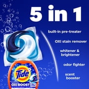 Tide Oxi Boost Power PODS Laundry Detergent Pacs, 57 Count, Set-In Stain Removal + Oxi Power, laundry soap detergent pacs
