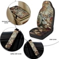thumbnail image 6 of Xixirimido Leather Seat Cover Front Seats Only, Universal Fit Auto Front Seat Covers for Sedan Van SUV Truck 5 Pcs Set with Seatbelt Covers & Center Console Cover, Hunting Deer Leaf Forest Camouflage, 6 of 8