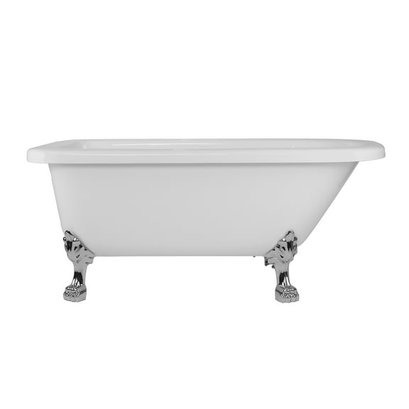 Stratford 60 Inch Acrylic Classic Clawfoot Tub - Wall Faucet Drillings - Lion Paw Feet