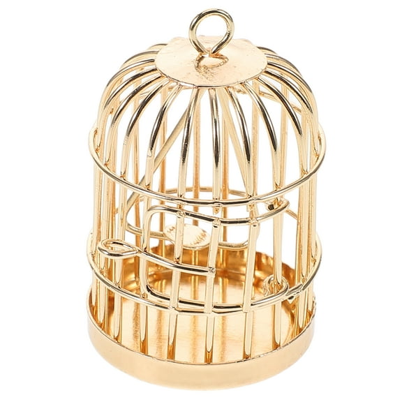 WHAMVOX Golden Mini Bird Cage with Hook for Decoration Metal 2.5 Inches