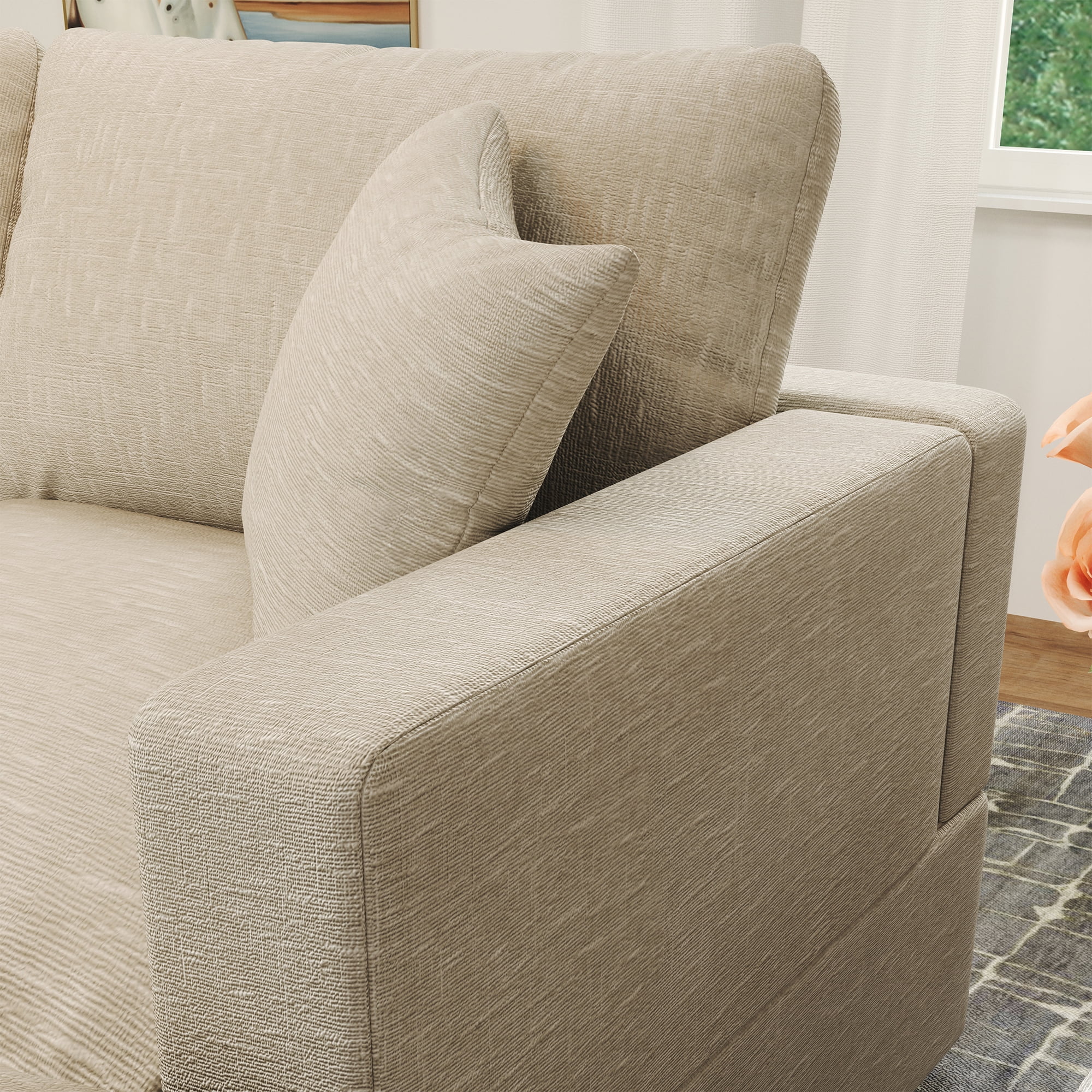 Gtilzria Cloud Modular Sectioanl Sofa Couch, Comfy Modern Sectioanl Cloud Couch U-shaped Modular Down Filled Sofa with Ottoman for Living Room Apartment Office, Beige