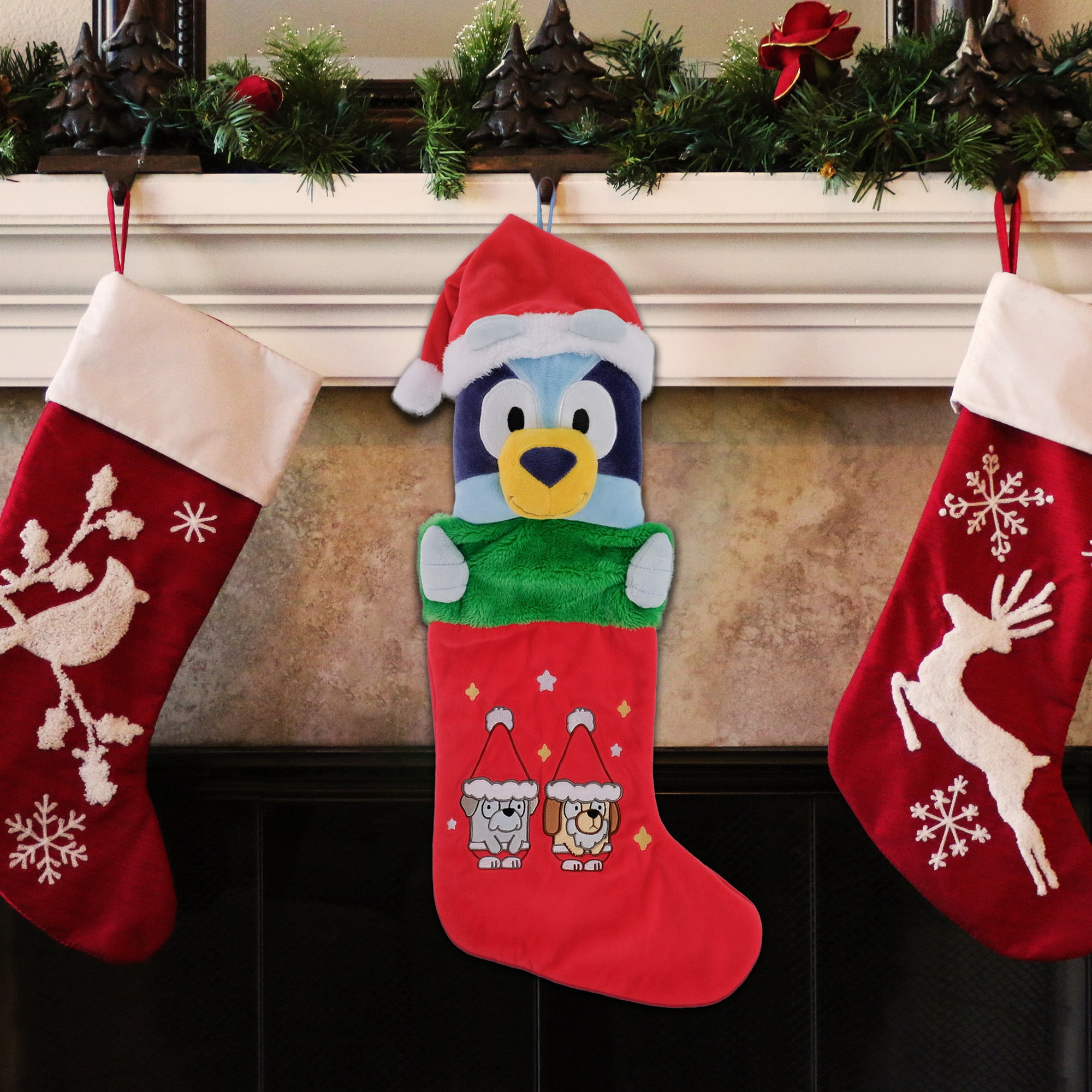 Bluey Three Dimensional Plush Head Christmas Stocking – 20 Inch