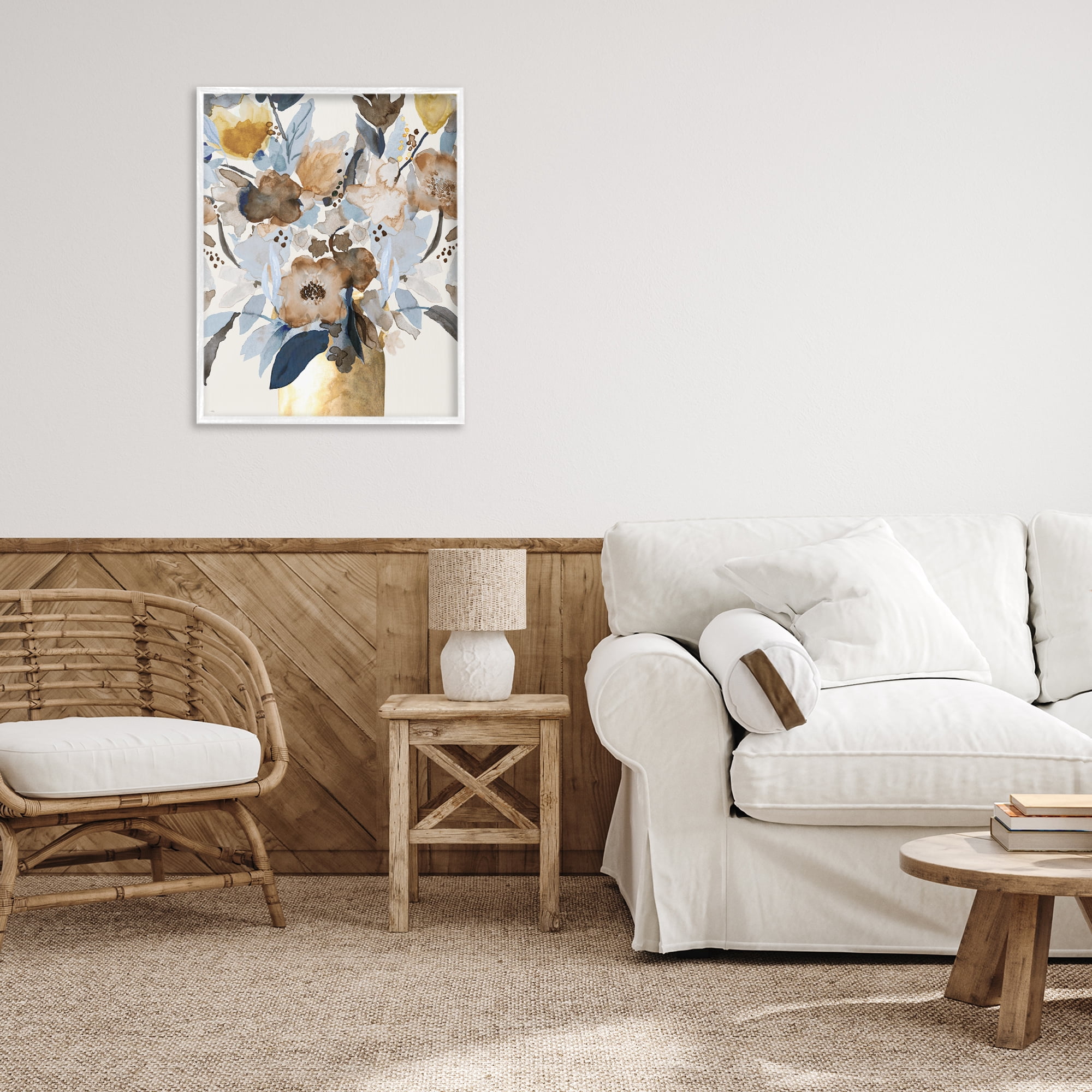 Stupell Industries Expressive Earthy Blossoms White Framed Giclee Art, design by Val Rhodes