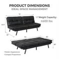 thumbnail image 6 of Futon Sofa Bed, Convertible Memory Foam Futon Couch Bed with Memory Foam, Convertible Sofa Bed, Folding Sleeper Sofa with Quick Adjustable Armrest and Backrest, Faux Leather (Black), 6 of 7