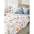 thumbnail image 4 of Elegant Spring Floral Queen Size Flat Sheet, Wrinkleproof & Fadeproof Cooling Flat Bed Sheet Only, Botanical Summer Flowers Breathable Soft Bedding Top Sheets 90 x 102 Inches, 4 of 8