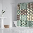 thumbnail image 3 of Extra Long Boho Shower Curtain 72x84 Inches - Vintage Floral & Tropical Leaves Pattern, Waterproof Bohemian Bathroom Decor with 12 Hooks, Tribal Rustic Style, 3 of 5