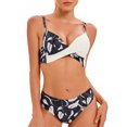 thumbnail image 1 of Traje de baño de bikini con tirantes finos, suave, delgado, elástico, estampado frontal, entrecruzado, 2 piezas, traje de baño blanco S, 1 of 6