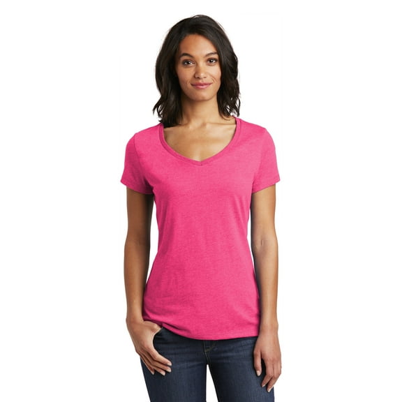 District Women's Very Important Tee V-Neck Dt6503 - Fuchsia Frost - L