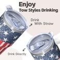 thumbnail image 4 of Reusable 20oz Geometric Texture Tumbler with Handle, Double Wall Stainless Steel Insulated Coffee Travel Mug Leak Proof, 4 of 5