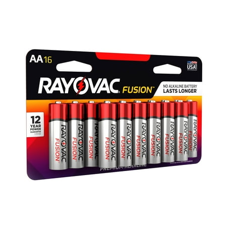 Rayovac Fusion Premium Alkaline, AA Batteries, 16 Count