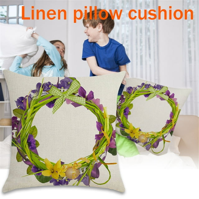 Fiudx Ofertas Del Día Funda De Almohada De Pascua, Funda De Cojín De Lino Estampada, Decoración De Estaciones De Primavera