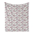 thumbnail image 1 of Floral Soft Flannel Fleece Throw Blanket, Pattern with Roses and Flamingo Birds, Cozy Plush for Indoor and Outdoor Use, 60" x 80", Ivory Baby Pink, by Ambesonne, 1 of 5