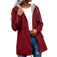 thumbnail image 2 of YanHoo Womens Waterproof Rain Jackets with Hood Striped Lined Long Raincoat Active Outdoor Travel Windbreaker Trench Coats, 2 of 8