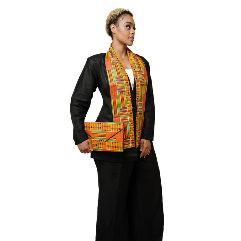 Kente African Print Stole/Sash - 100% Cotton Woman's Attire