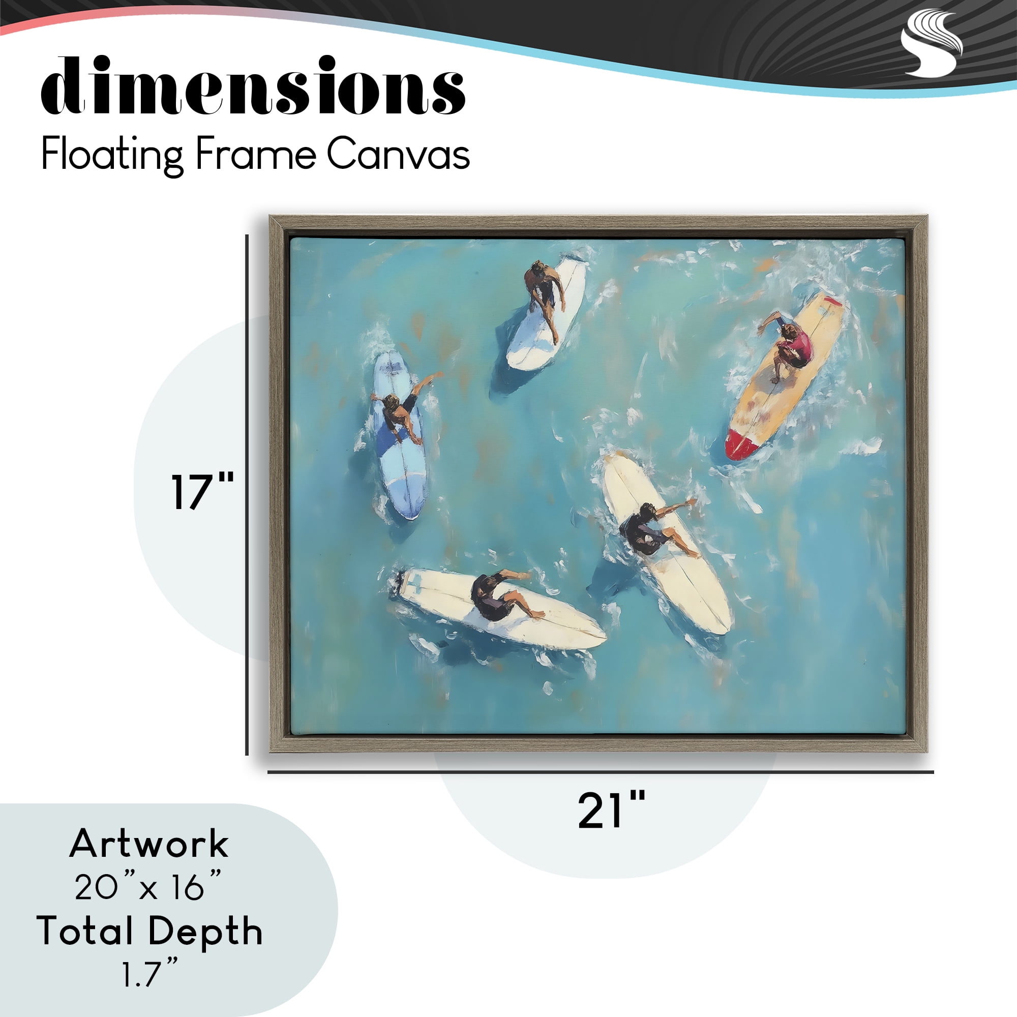 Stupell Industries Group of Surfers at Sea Brown Framed Floater Canvas Wall Art, design by LSR Design Studio