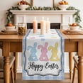 thumbnail image 2 of Table Runner 70 Inches Long for Kitchen Dining, Happy Easter Dresser Scarf Farmhouse, Dining Table Decorations for Wedding/Parties, Colorful Rabbits Cartoon Blue Plaid 13 x 70 In, 2 of 8