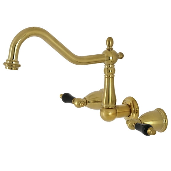 Kingston Brass KS1287PKL Duchess Double-Handle Wall-Mount Kitchen Faucet, Brushed Brass