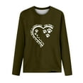 thumbnail image 4 of ibuvkizy Valentine's Day!Womens Sweatshirt Printed Round Neck Pullover Long Sleeved Casual Womens Sweatshirts Army Green,M, 4 of 4