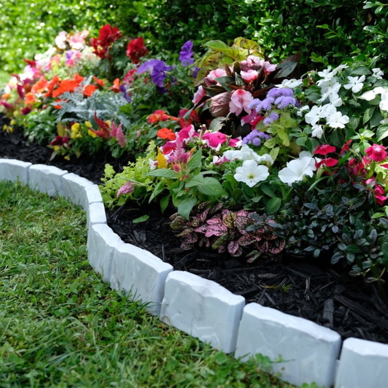 EasyFlex Decorative No-Dig Landscape Edging Kit - 20 ft., Light Gray Faux Stone