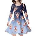 thumbnail image 1 of WEAIXIMIUNG Robe Bleue Enfants Filles Tout-Petits Arbres de Noël Imprimé Cerf Robe de Fête à Manches Longues 6-7 Ans, 1 of 5