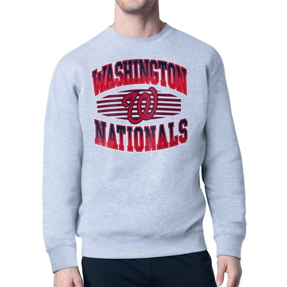 Men's Starter Heather Gray Washington Nationals Team Grit Graphic Fleece Pullover Sweatshirt