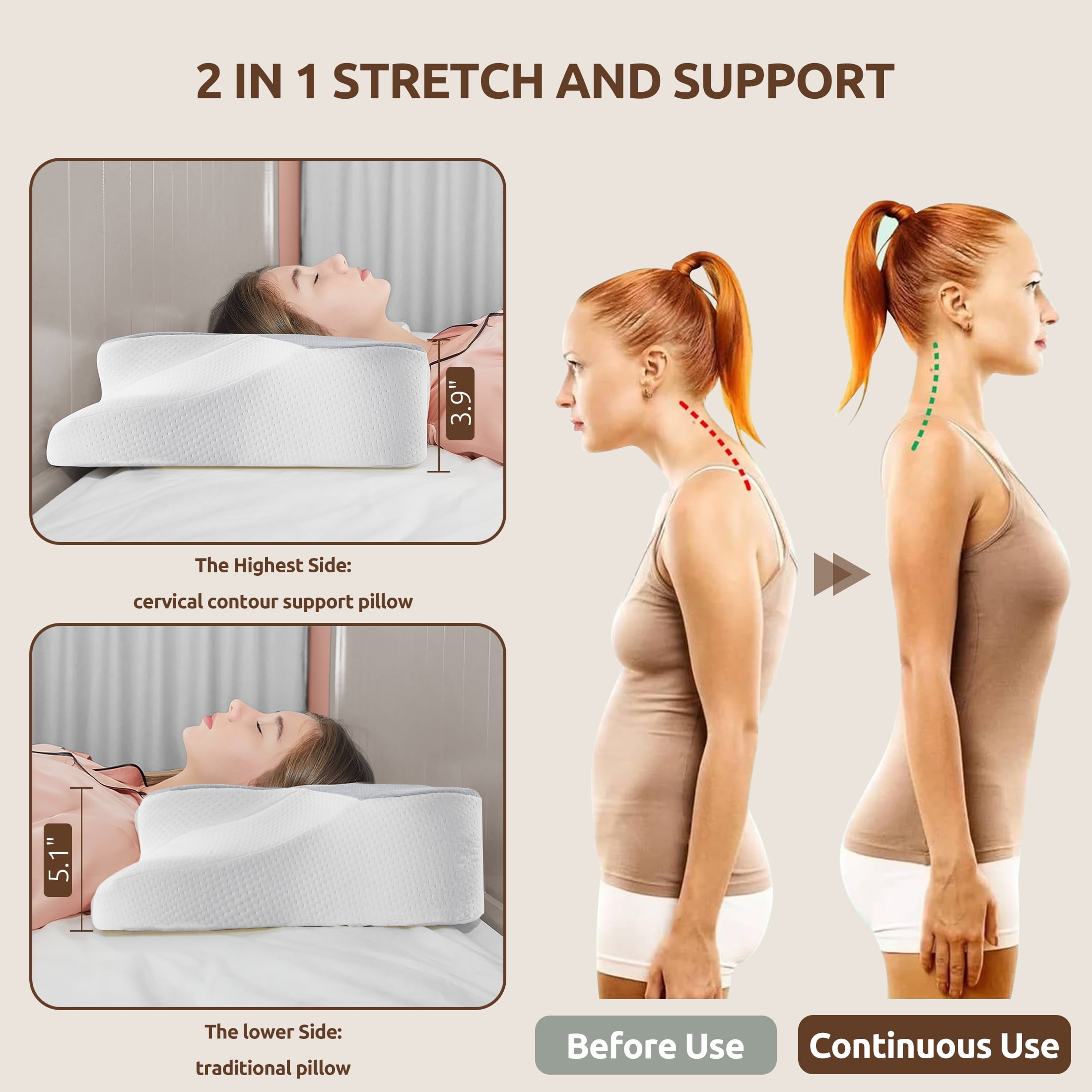 MOONORAH Memory Foam Pillow for Neck Pain Relief Cervical Sleepers Standard/Queen Gray