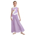 thumbnail image 1 of Moggemol Robe de Danse Sans Manches pour Filles Robe de Danse Contemporaine Fendue Longue Jupe Violette 12, 1 of 4