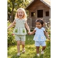 thumbnail image 4 of AceBaby Toddler Baby Girl Outfits,6M-4T Embroidery Plaid Bowknot Sleeveless Tank Tops and Waist Shorts 2Pcs Clothes Set for Summer, 4 of 9