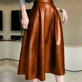 thumbnail image 2 of Fgnfyis Women's Autumn and Winter Leather Skirt Half Skirt PU Leather Umbrella Style for Evenings Wear Coffee S, 2 of 4