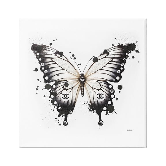 Stupell Industries Modern Black Butterfly Animals & Insects Painting Gallery Wrapped Canvas Art Print Wall Art, 36 x 36