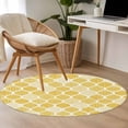thumbnail image 5 of Round Area Rug 3ft, Yellow Bohemian Geometric Texture Non-Slip Non-Shedding Floor Mat, Abstract Moroccan Pattern Washable Sturdy Carpet for Living Room Bedroom Home Decor, 5 of 9