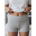 thumbnail image 6 of Women's Summer Fold Over Shorts Solid Color Rivet Low Waist Bodycon Short Pants Streetwear, 6 of 9