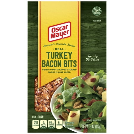(2 Pack) Oscar Mayer Turkey Bacon Bits, 4 oz (The Best Way To Cook Turkey Bacon)