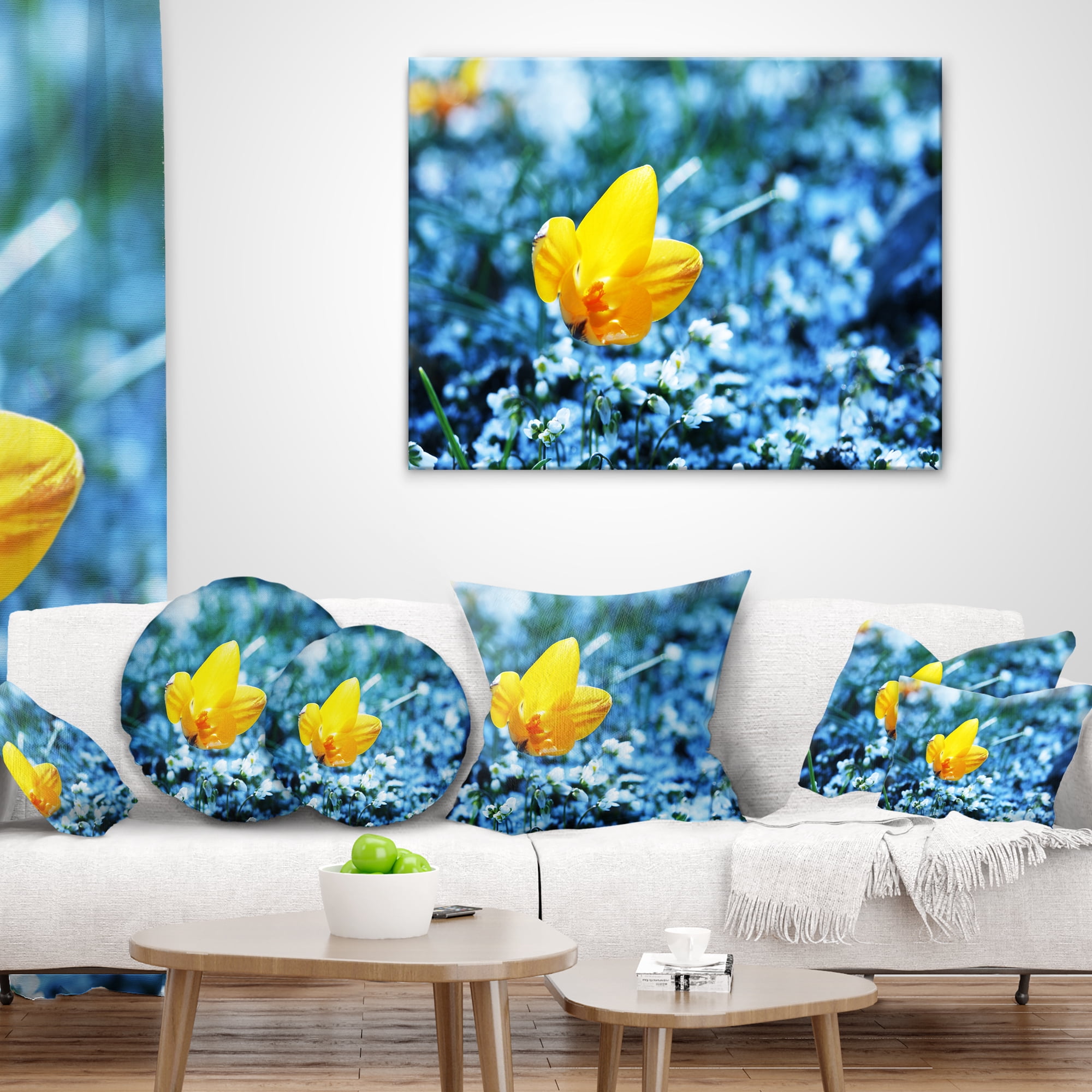 Designart 12" x 20" Yellow Polyester Throw Pillow