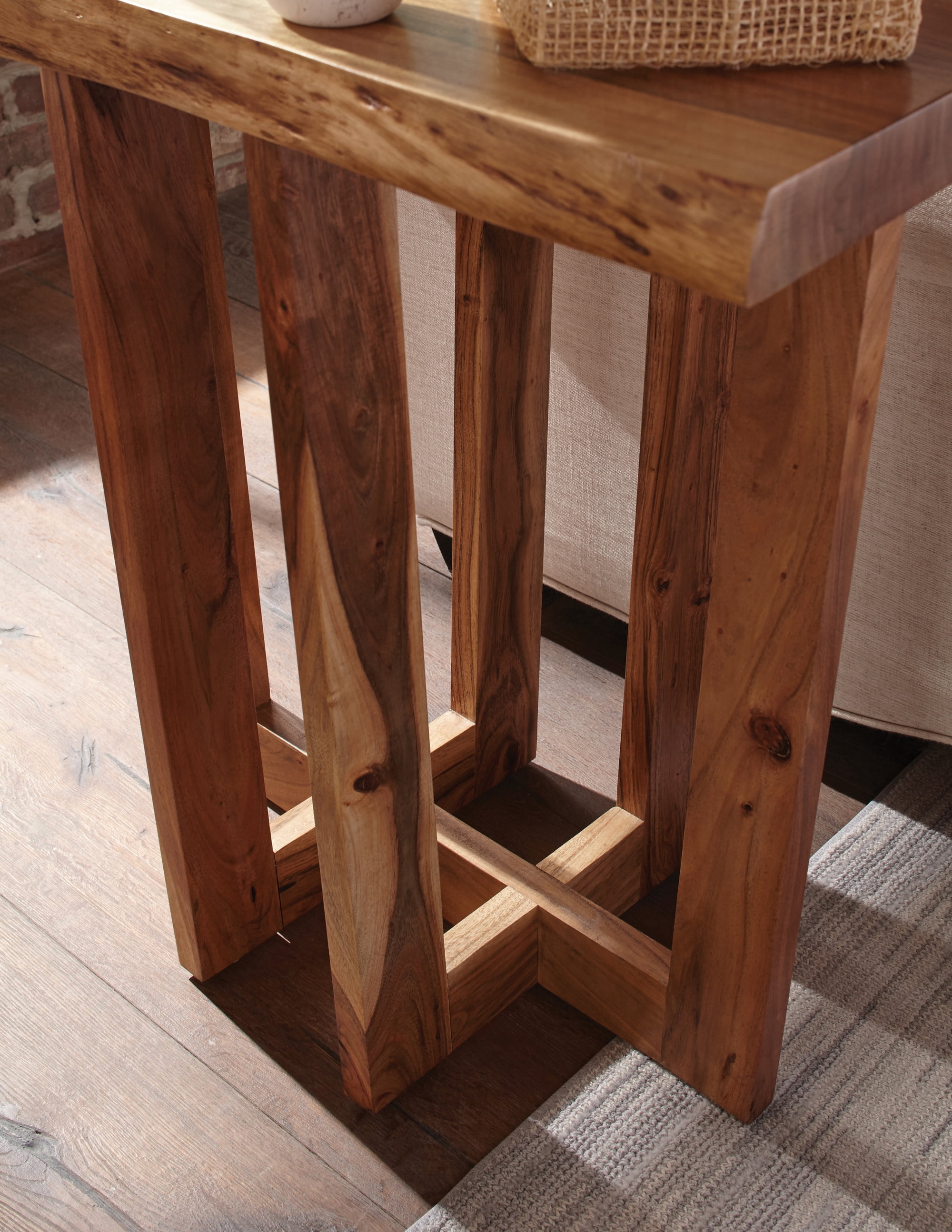 Alaterre Furniture Berkshire Natural Live Edge Wood End Table