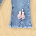 thumbnail image 5 of Toddler Girl's High Waisted Bow Front Bell Bottom Jeans Flare Leg Denim Pants Casual Fashion Cute Bowknot Jeans Pants with Pockets 6M-5Y, 5 of 9