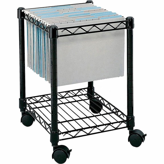 Safco Compact Metal Mobile File Cart in Black