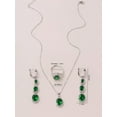 thumbnail image 4 of EOEMY 4Pcs Green Rhinestone Decor Jewelry Set Pendant Necklace Earrings And Ring-Default, 4 of 6