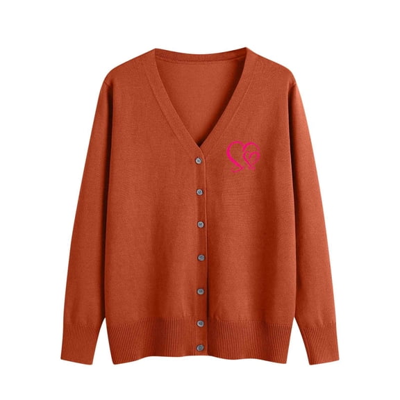 Admvng Cardigan Sweaters for Women Solid Casual Knitted Button Up Long Sleeved Oversize V-neck Sweater Outer, Size S-3XL