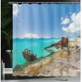 thumbnail image 4 of Ambesonne Nautical Shower Curtain, Ship Wreck on Beach, 69"Wx84"L, Multicolor, 4 of 5