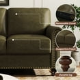 thumbnail image 5 of 80'' Faux Leather Sofa with Storage Seats, Classic 3-Seater Couch with Nailhead Trim, Easy Assembly (Green), 5 of 7
