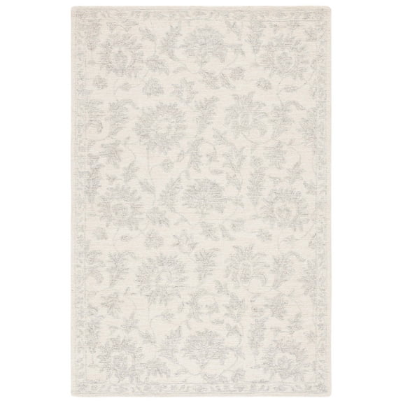 SAFAVIEH Ebony Eason Floral Area Rug, Ivory/Gray, 8' x 10'