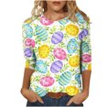 thumbnail image 2 of POTETI Plus Size Easter Shirts,Womens Bunny Graphic Summer 3/4 Sleeve Crew Neck Womens Tops, 2 of 5