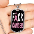 thumbnail image 2 of Cancer AwAreness Necklace F-Cancer Necklace Stainless Steel or 18k Gold Dog Tag 24" Chain, 2 of 8