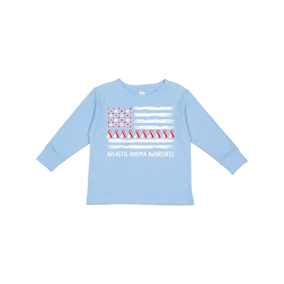 Inktastic Aplastic Anemia Awareness Red and White Ribbons and Flag Boys or Girls Long Sleeve Toddler T-Shirt