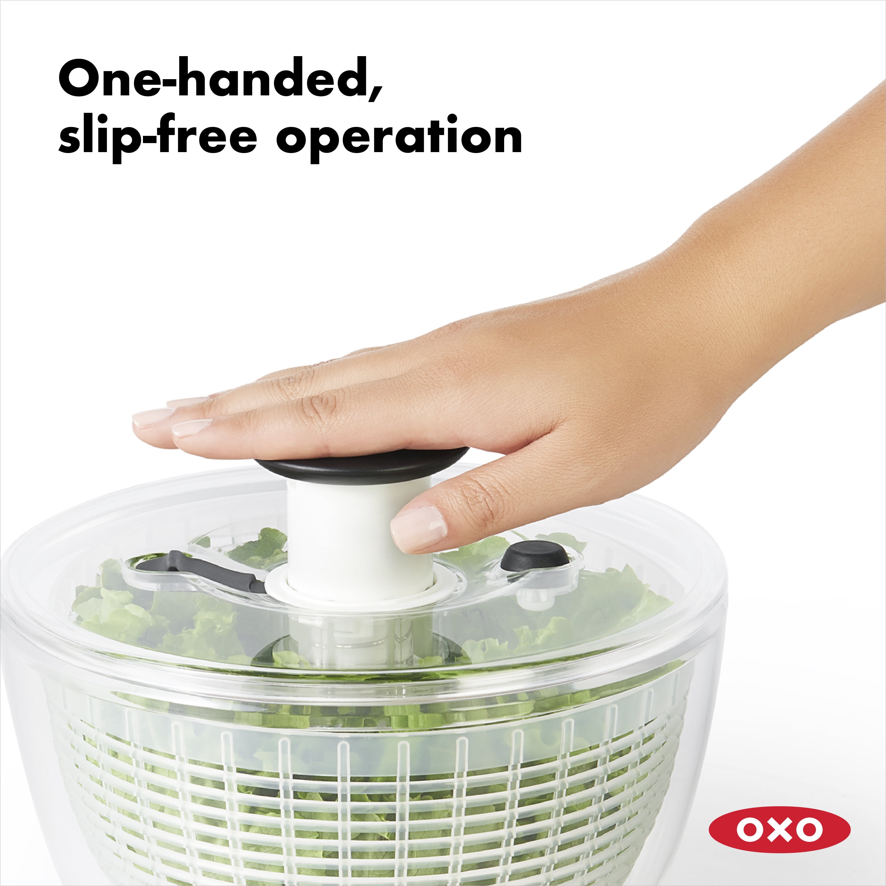 OXO Good Grips Large Salad & Herb Spinner, 6.25 Qt. Clear Bowl
