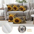 thumbnail image 6 of Sunflower Outdoor Waterproof Pillow Covers, Vintage Summer Floral Butterfly Rustic Decorative Square Throw Pillowcase Sofa Cushion Sham for Patio/Couch/Chair, 26"x26" 2 Pack, 6 of 8