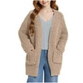 thumbnail image 4 of UQJfacai Girls Cardigan Kids Fuzzy Sherpa Long Sleeve Open Front Sweater Lightweight Soft Outerwear Coat with Pockets 5-14 Years, 4 of 7