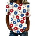thumbnail image 5 of asdoklhq Fourth Of July Shirts for Women Oversized Tshirts Women's Casual and Fashionable Printed T-shirt with Round Neck and Short Sleeved Top Beige M, 5 of 6